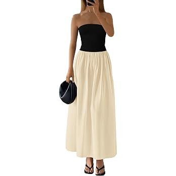 PRETTYGARDEN Women 2026 Summer Elegant Strapless Maxi Dress Tube Top Dress A Line Flowy Long Wedd... | Amazon (US)