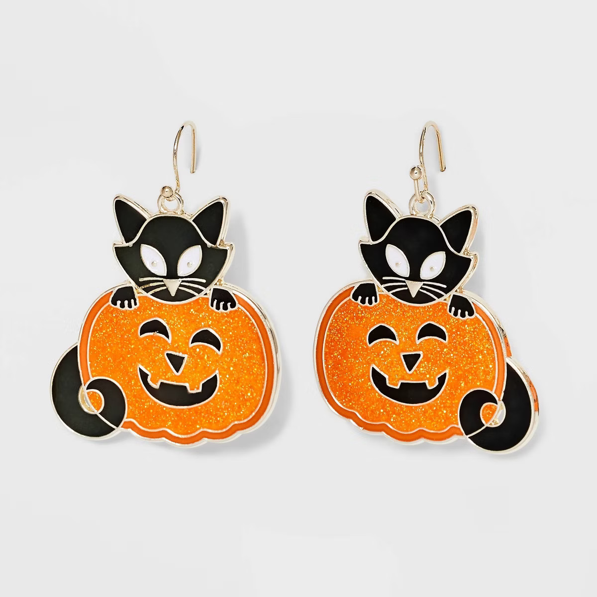 Cat in Pumpkin Earrings - Black/Orange | Target