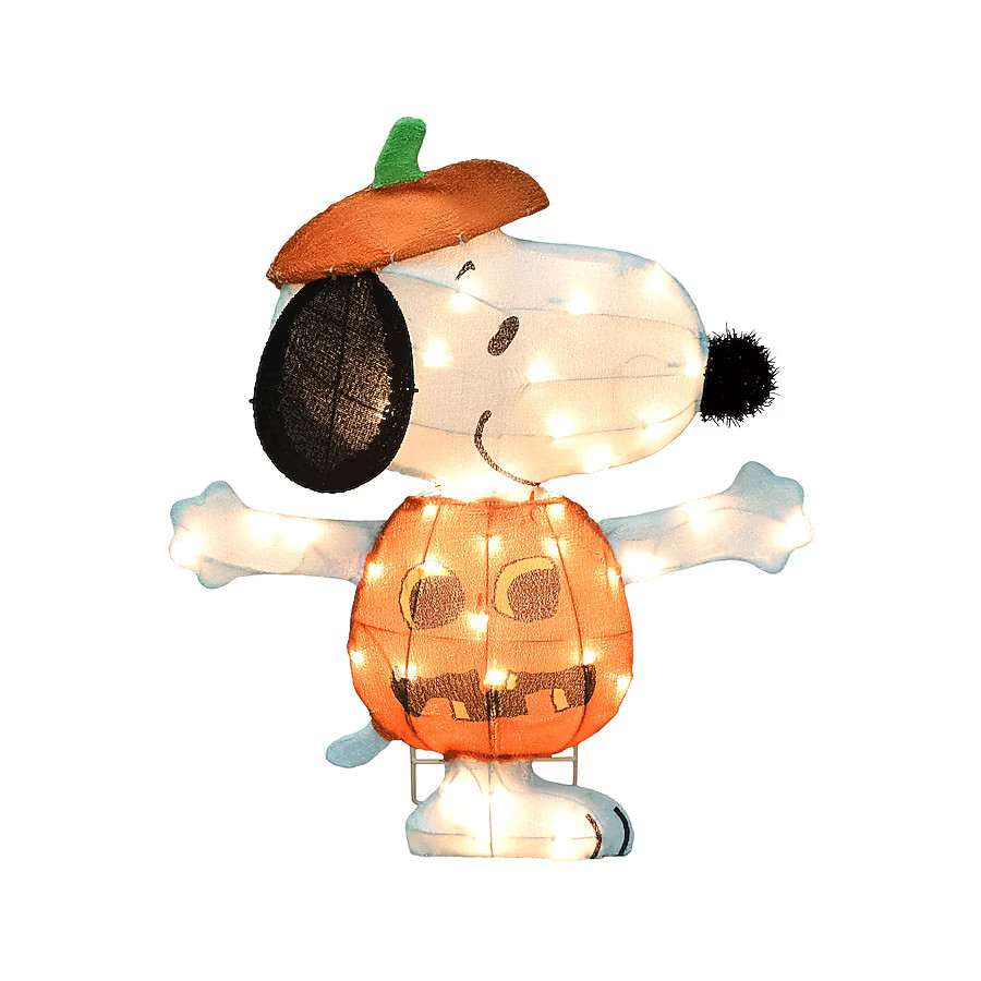 ProductWorks 1.97-ft Yard stake Lighted Peanuts Worldwide Peanuts Snoopy Jack-o-lantern Yard deco... | Lowe's