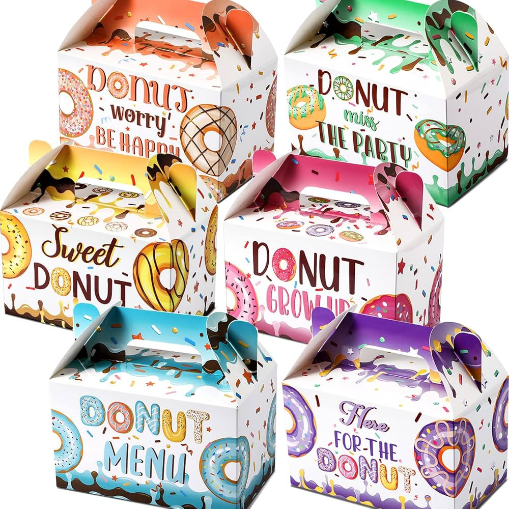 18 Pack Donut Party Favor Gift Boxes Donut Grow Up Birthday Party Treat Boxes Donut Theme Colorfu... | Amazon (US)
