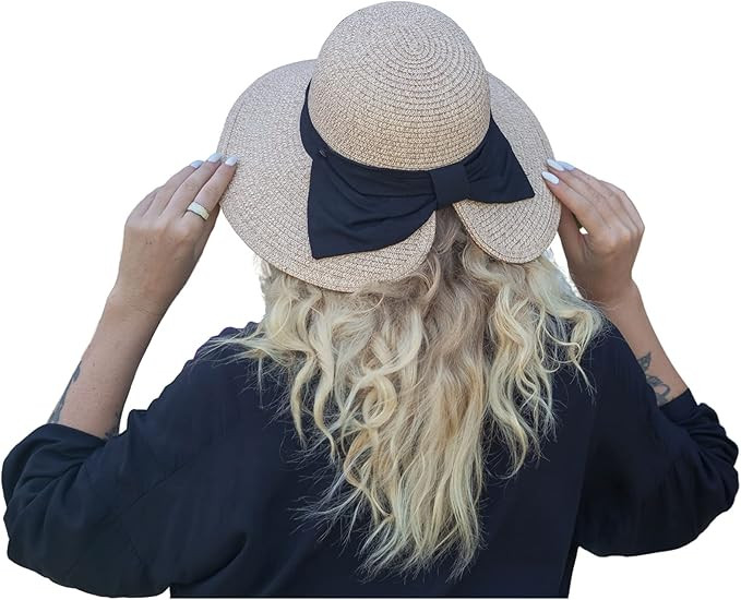 Jeff & Aimy Foldable Straw Summer Sun Hat for Women Thick Hair SPF 50 Wide Brim Stylish Panama Cr... | Amazon (US)