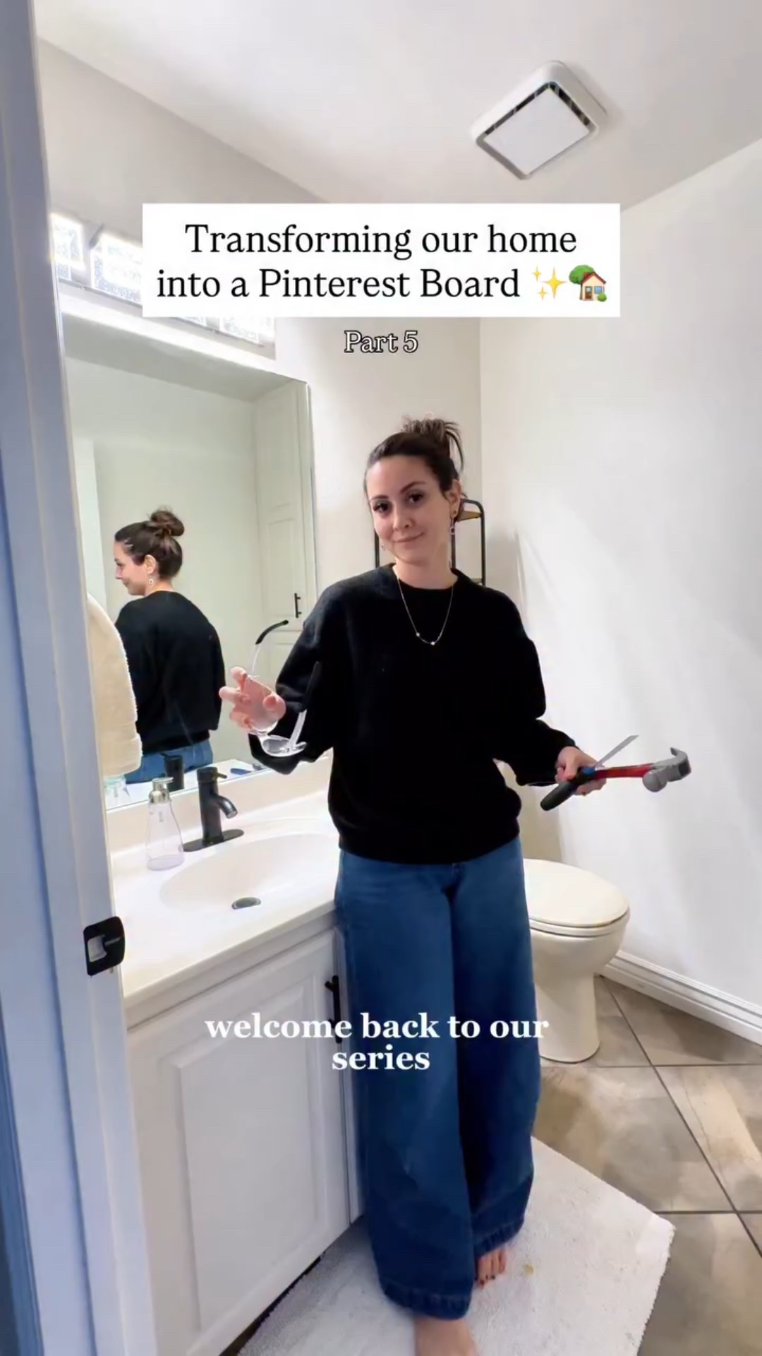 What do you think?! 🤭 

Honestly I was tired of this bathroom. It is the one our guests visit, so I wanted something a little more “cozy” but modern… and I honestly think I did it. 

Also, these faucets from @rbrohantofficial are a MUST! I got a notification from Amazon saying that these old ones we had on, were being recalled because of lead ❌ and thankfully these new ones are not only better but also safe for me and my family. 

#remodeling #homeremodel