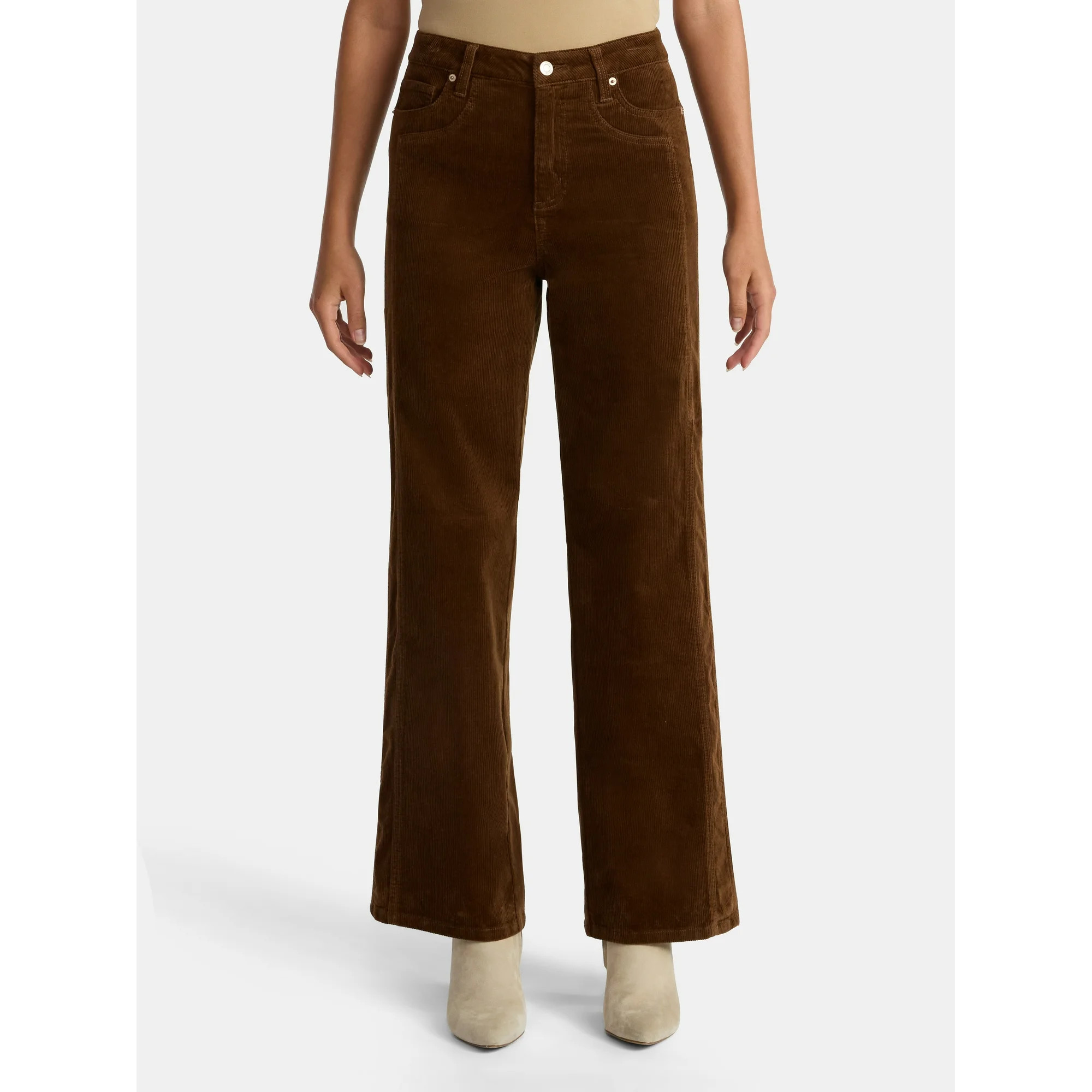 Time and Tru Women's and Women's Plus Corduroy Seamed Wide Leg Pants, 31" Inseam, Sizes 2-22 | Walmart (US)