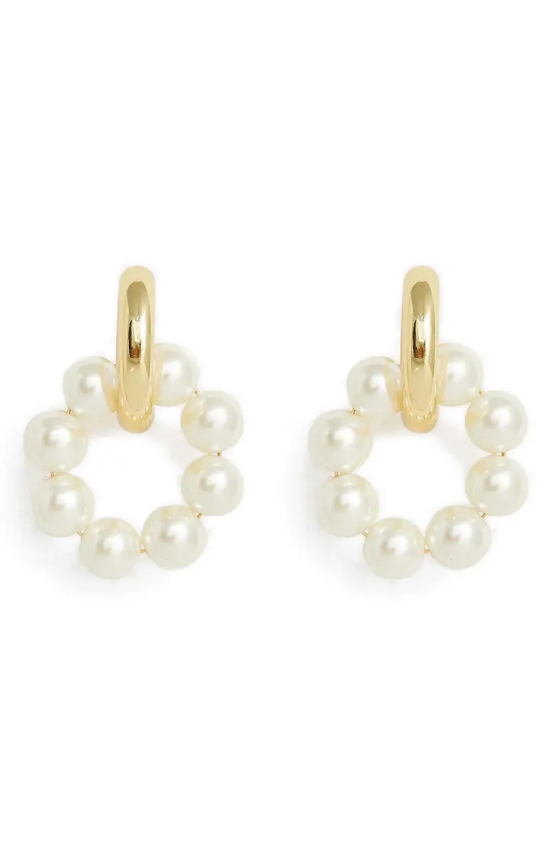 Petit Moments Tyson Imitation Pearl Hoop Earrings | Nordstrom | Nordstrom