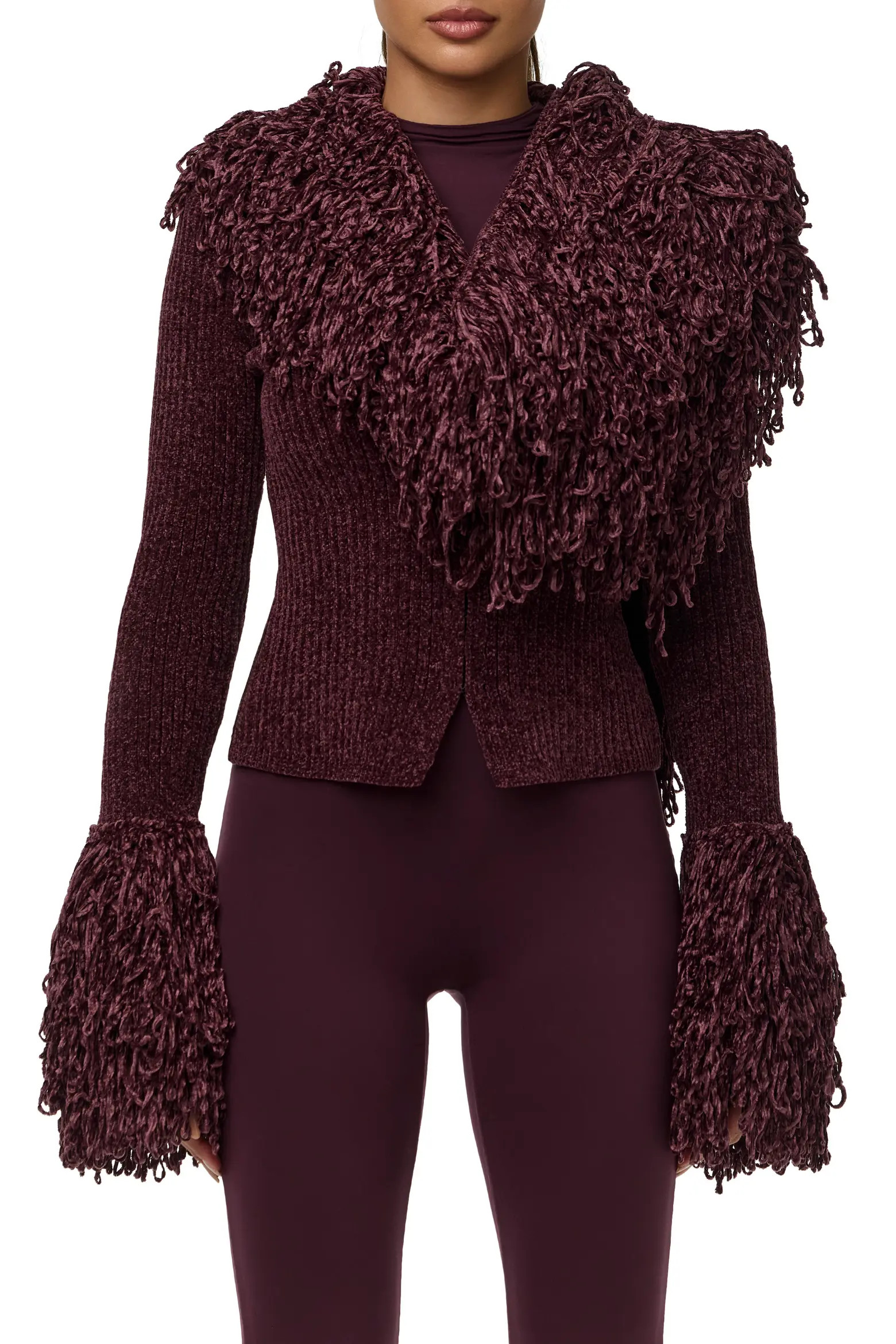 Naked Wardrobe Loop Fringe Ribbed Cardigan (Women) | Nordstrom | Nordstrom