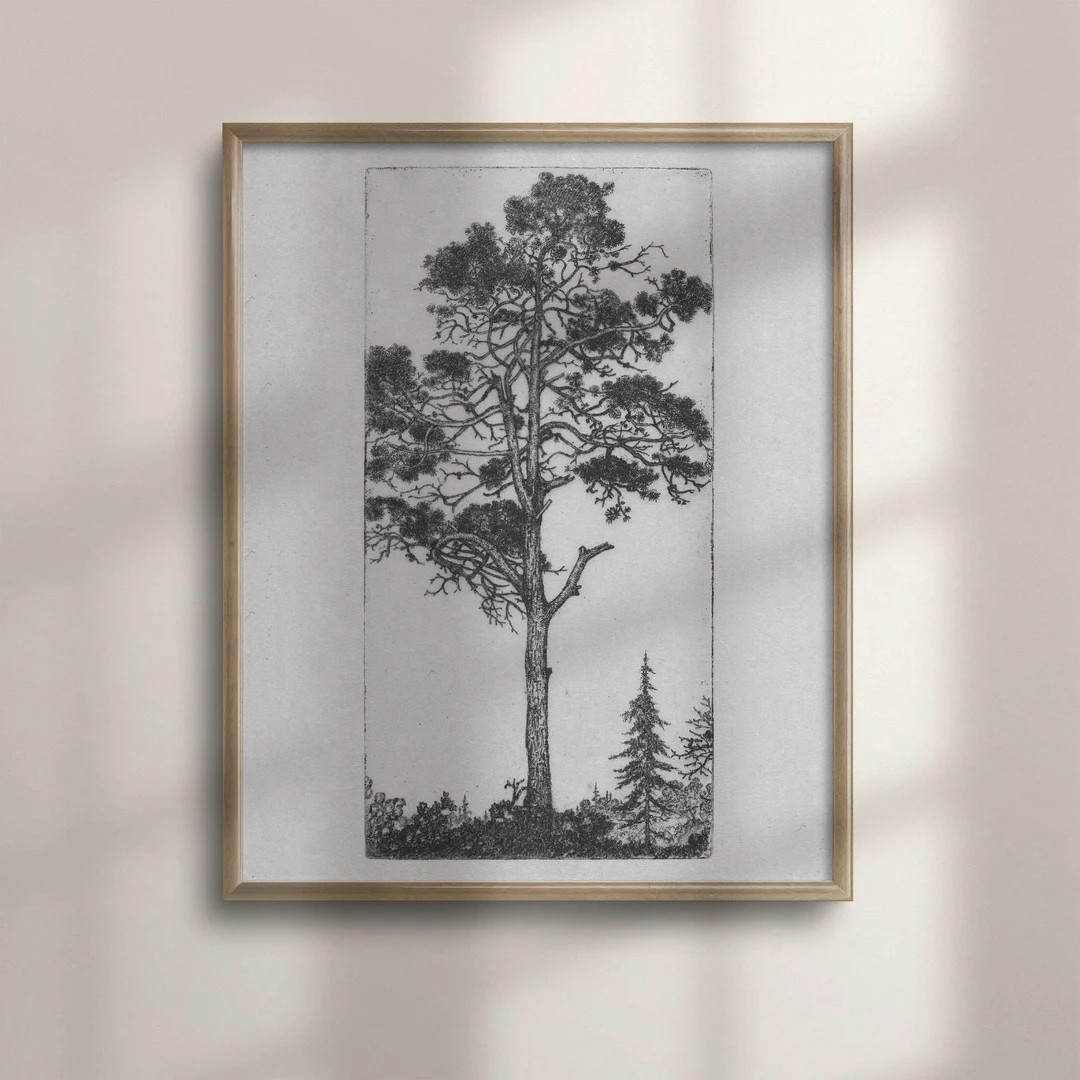 Vintage Tree Sketch, Primitive Botanical Etching Drawing, Rustic Wall Decor, Antique Wall Art, Bo... | Etsy (US)