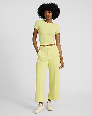 High Waisted Scuba Pintuck Ankle Trouser | Express