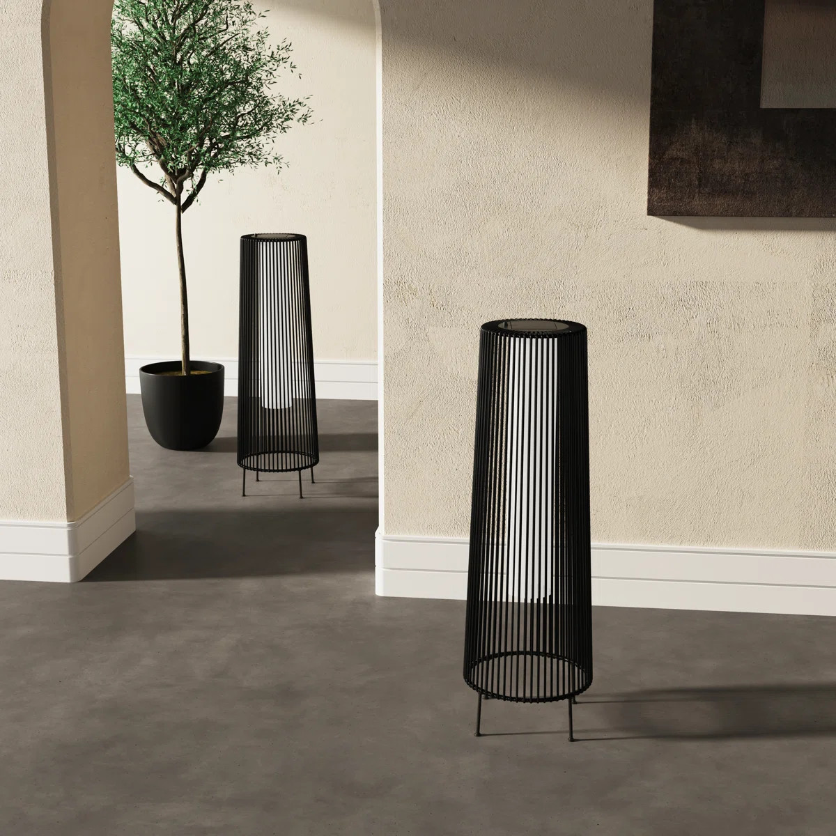 Freida Energy Saving Solar Powered Integrated LED Outdoor Floor Lamp (Set of 2) | Wayfair North America
