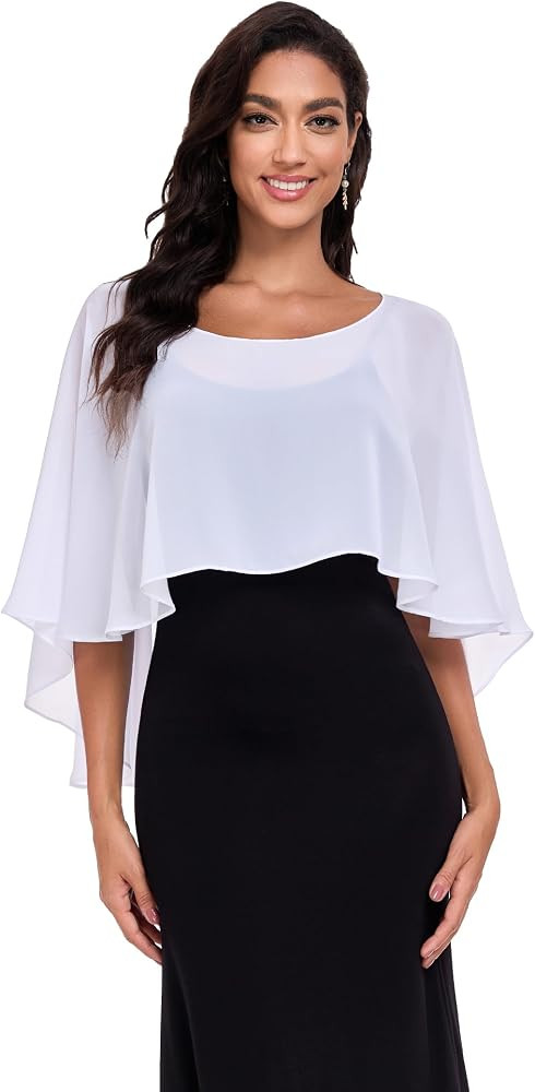 Sheer Shawls and Wraps for Evening Dresses Chiffon Capes for Women Soft Wedding Cover Up | Amazon (US)
