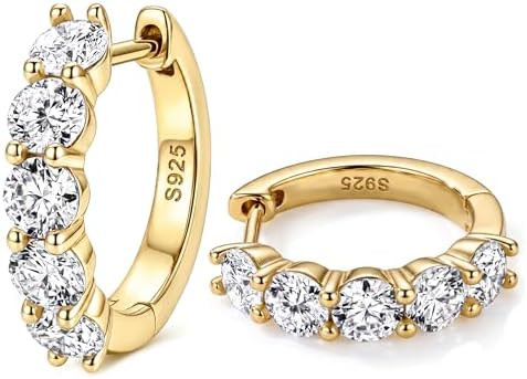 Moissanite Hoop Earrings Huggie Hoops Earrings for Women, 2ct D Color VVS1 18K White Gold Plated ... | Amazon (US)