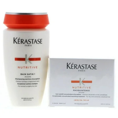 Kerastase Nutritive Bain Satin 1 Shampoo 8.5 oz Masquintense Treatment 6.8 oz Set | Walmart (US)