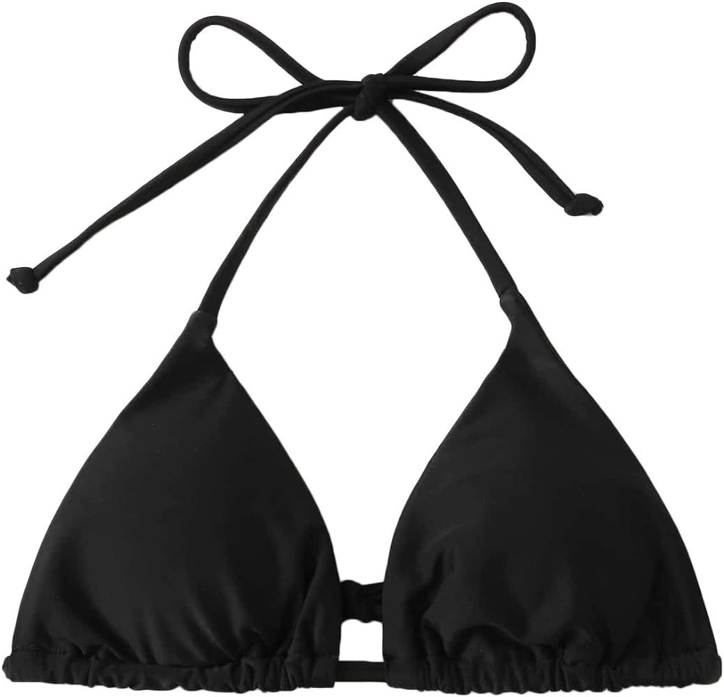 MakeMeChic Women's Plus Size Tie Back Triangle Bikini Top Swimwear | Amazon (US)