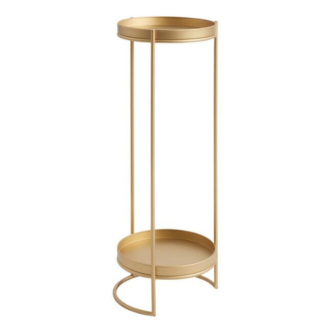 Matte Gold Metal 2 Tier Plant Stand | World Market