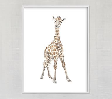 Minted® Baby Giraffe Watercolor Wall Art by Lauren Rogoff | Pottery Barn Kids