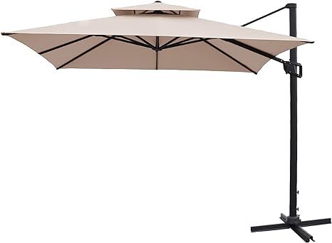 FLAME&SHADE 10 ft Large Double Top Square Deluxe Cantilever Offset Patio Umbrella with Rotate and... | Amazon (US)