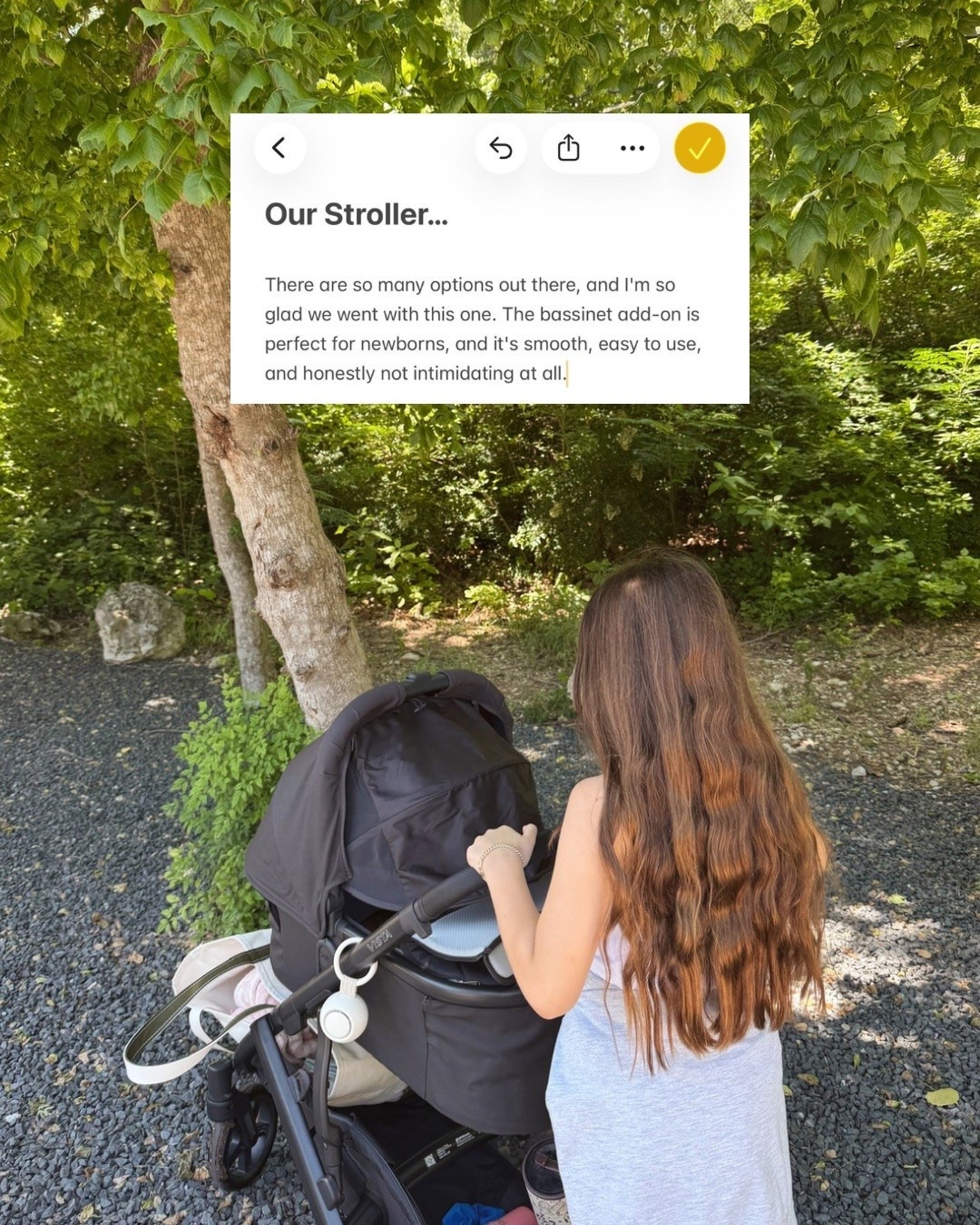Our Stroller… 

There are so many options out there, and I'm so glad we went with this one. The bassinet add-on is perfect for newborns, and it's smooth, easy to use, and honestly not intimidating at all.
