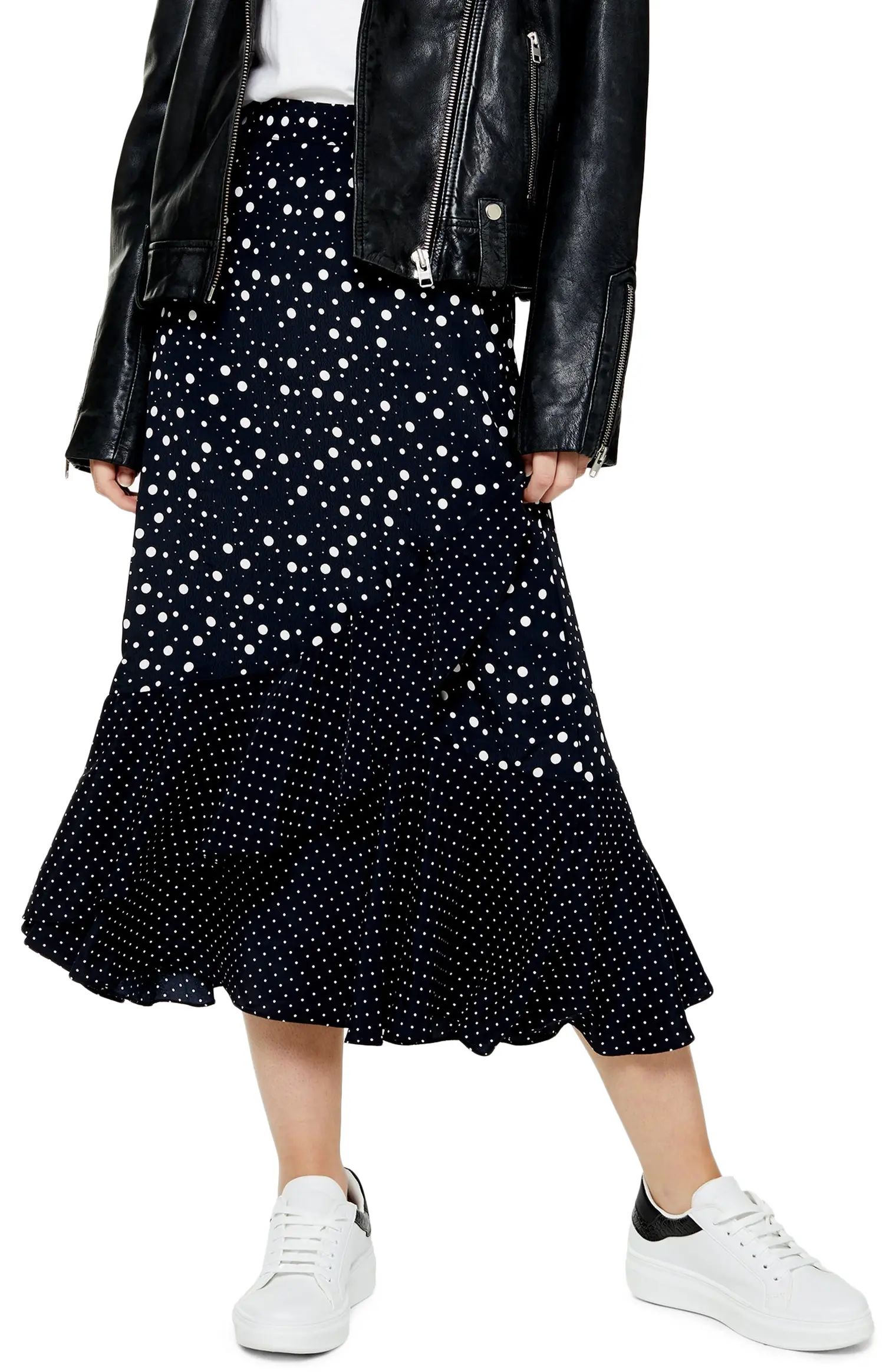 Vienna Spot Mock Wrap Midi Skirt | Nordstrom