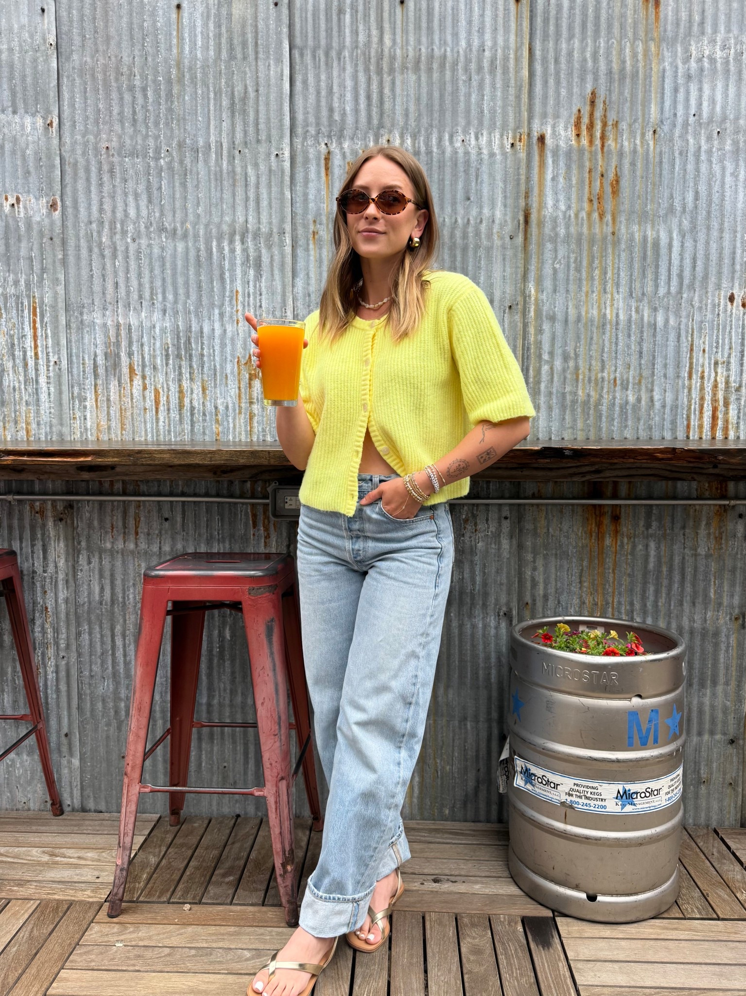 6/1/25 casual summer outfit inspo 🫶🏼 casual summer outfit, yellow cardigan summer look, citizens of humanity cuffed jeans, steve madden sandals, amazon sunglasses find, crochet clutch summer style, neutral summer outfit, soft yellow summer cardigan, summer outfit essentials, relaxed summer day look, breezy summer outfit, ltk summer outfits