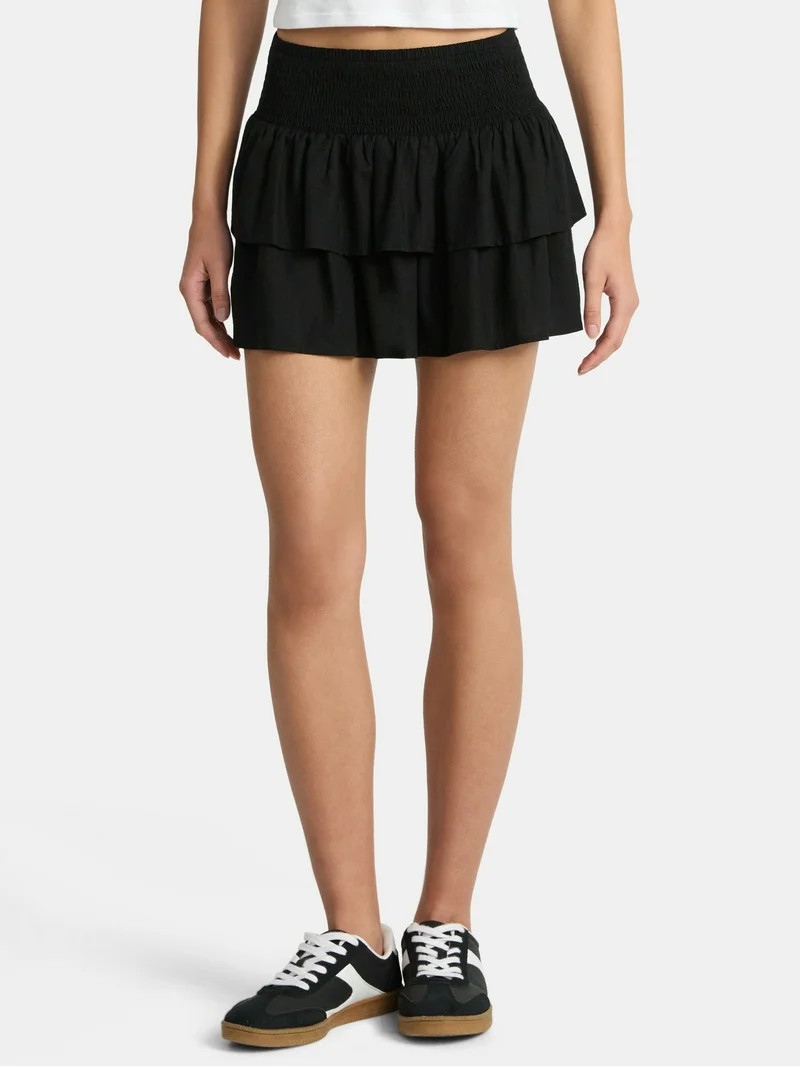 No Boundaries Tiered Mini Skirt, Women's | Walmart (US)