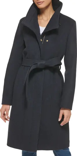 Slick Belted Wool Blend Faux Wrap Coat | Nordstrom