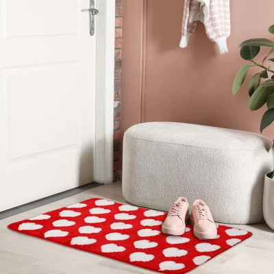 Valentine Bathroom Rug Absorbent Red White Love Heart Tufted Bath Mat Non Slip Rectangle Shower Rug Front Door Mat For Anniversary Home Room Decoratio | Wayfair North America
