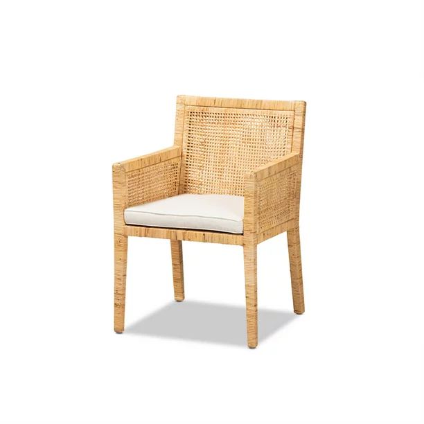 Baxton Studio Karis Modern and Contemporary Natural Finished Wood and Rattan Armchair - Walmart.c... | Walmart (US)