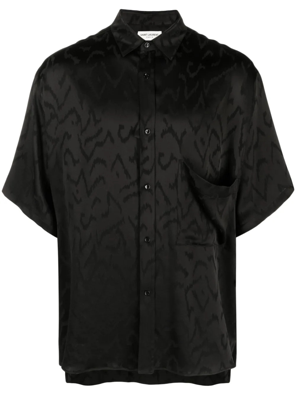 Saint Laurent patterned-jacquard short-sleeve Shirt | Black | FARFETCH | Farfetch Global