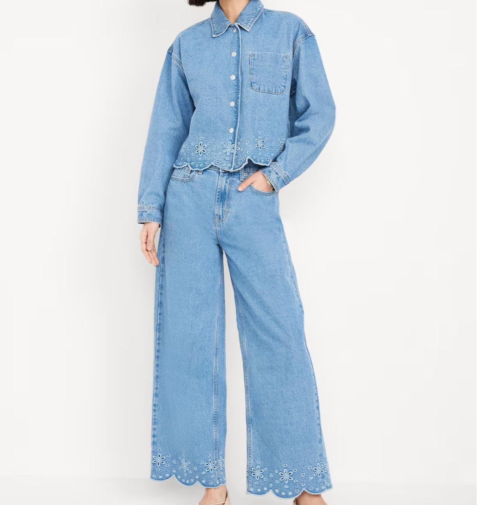 Cutest scalloped eyelet Jean matching set! 

Sold separately and worth it. Selling out so fast 🌷

#LTKStyleTip #LTKFindsUnder50 #LTKSeasonal