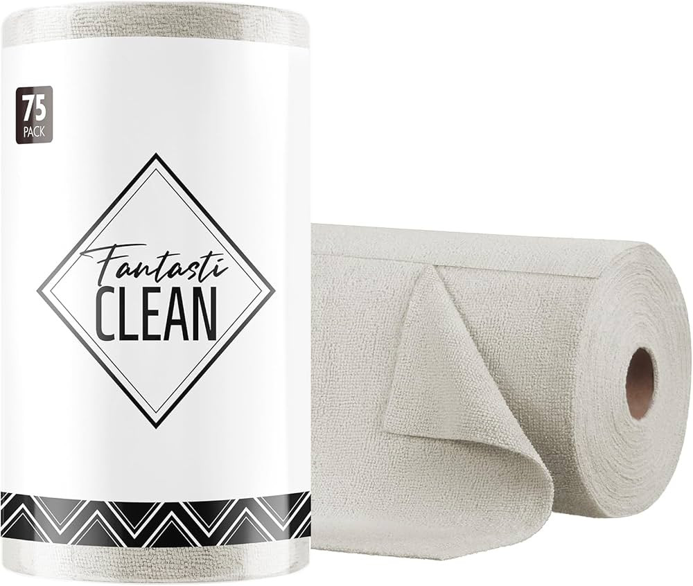 Fantasticlean Microfiber Cleaning Cloth Roll -75 Pack, Tear Away Microfiber Towels, 12" x 12", Re... | Amazon (US)