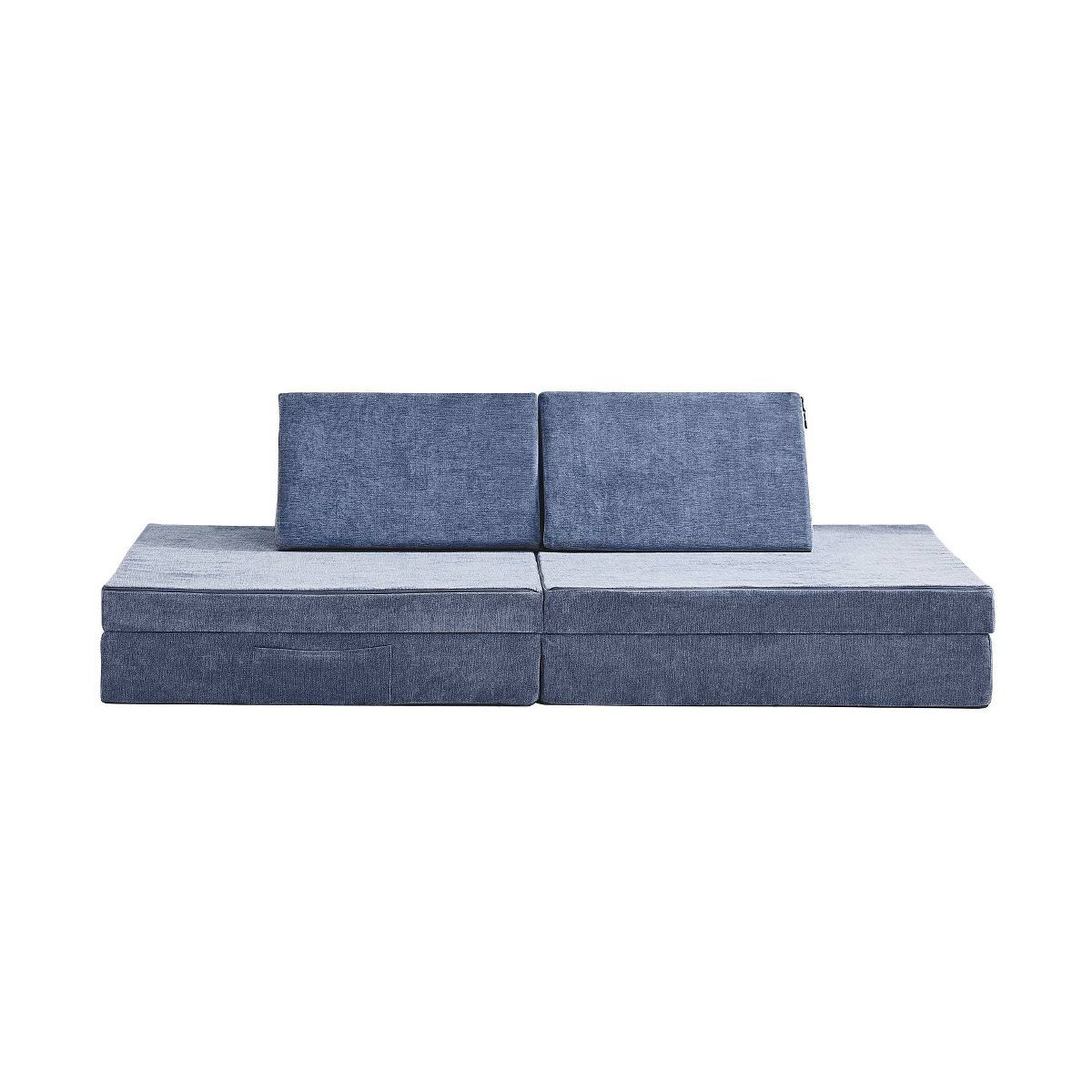 Yourigami Play Kids' Sofa Denim Blue: Modular Sectional, Memory Foam, 4-Piece Set, Ages 4-10, No ... | Target