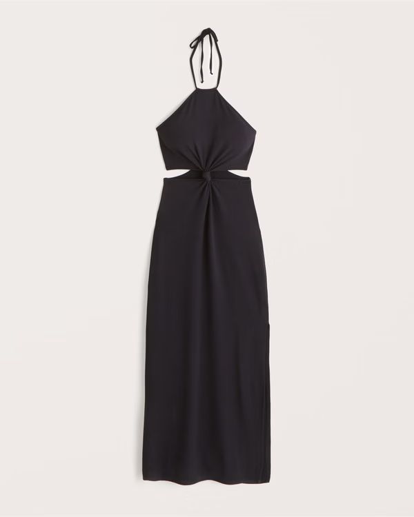 Knotted Halter Cutout Maxi Dress | Abercrombie & Fitch (US)