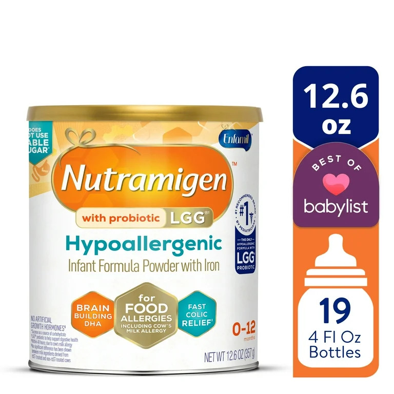 Nutramigen with Probiotic LGG Hypoallergenic Powder Baby Formula, 12.6 oz Can - Walmart.com | Walmart (US)