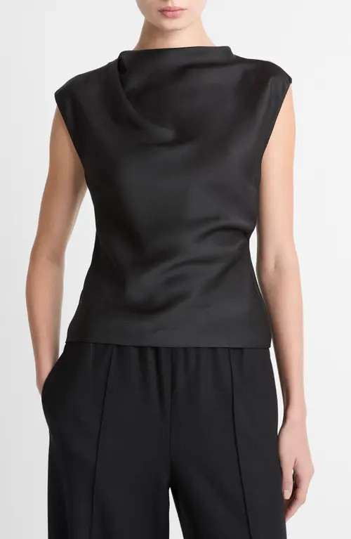 Vince Cowl Neck Satin Top in Black at Nordstrom, Size X-Small | Nordstrom