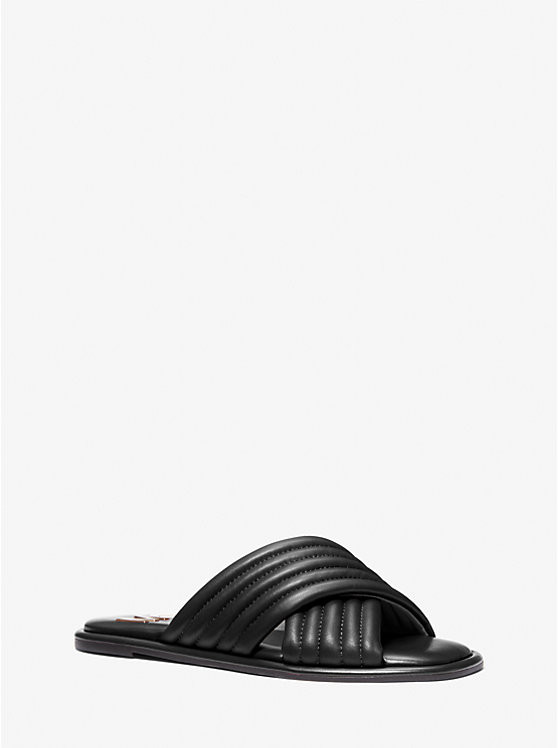 Portia Quilted Leather Slide Sandal | Michael Kors US