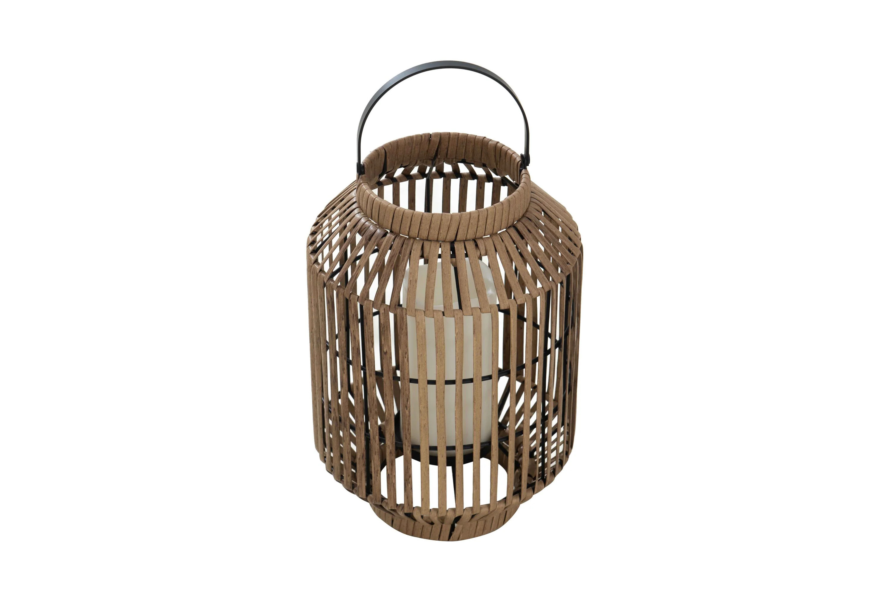 Style Selections 8.5-in x 12-in Brown Rattan LED Light Outdoor Decorative Lantern | D201037121 | Lowe's