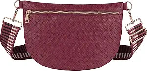 Woven Crossbody Bags for Women Leather Belt Bum Sling Purse Fanny Waist Pack Chest Shoulder Bag f... | Amazon (US)