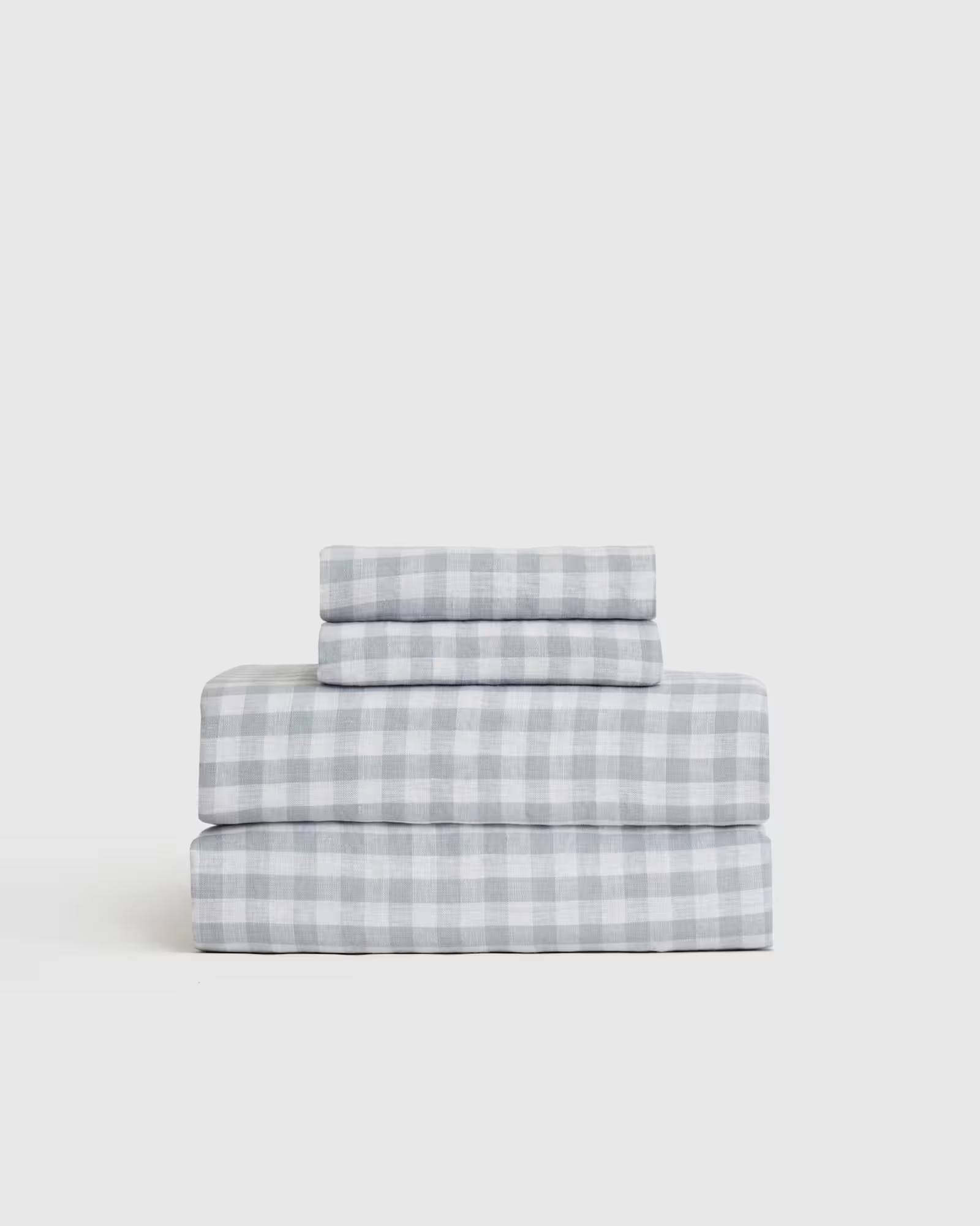 European Linen Gingham Sheet Set in Blue Fog | Quince