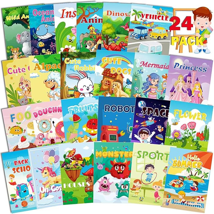 Aannanl 24 Mini Coloring Books Suitable for Kids Ages 2-4 and 4-8,Small Party Gifts,Bulk Birthday... | Amazon (US)