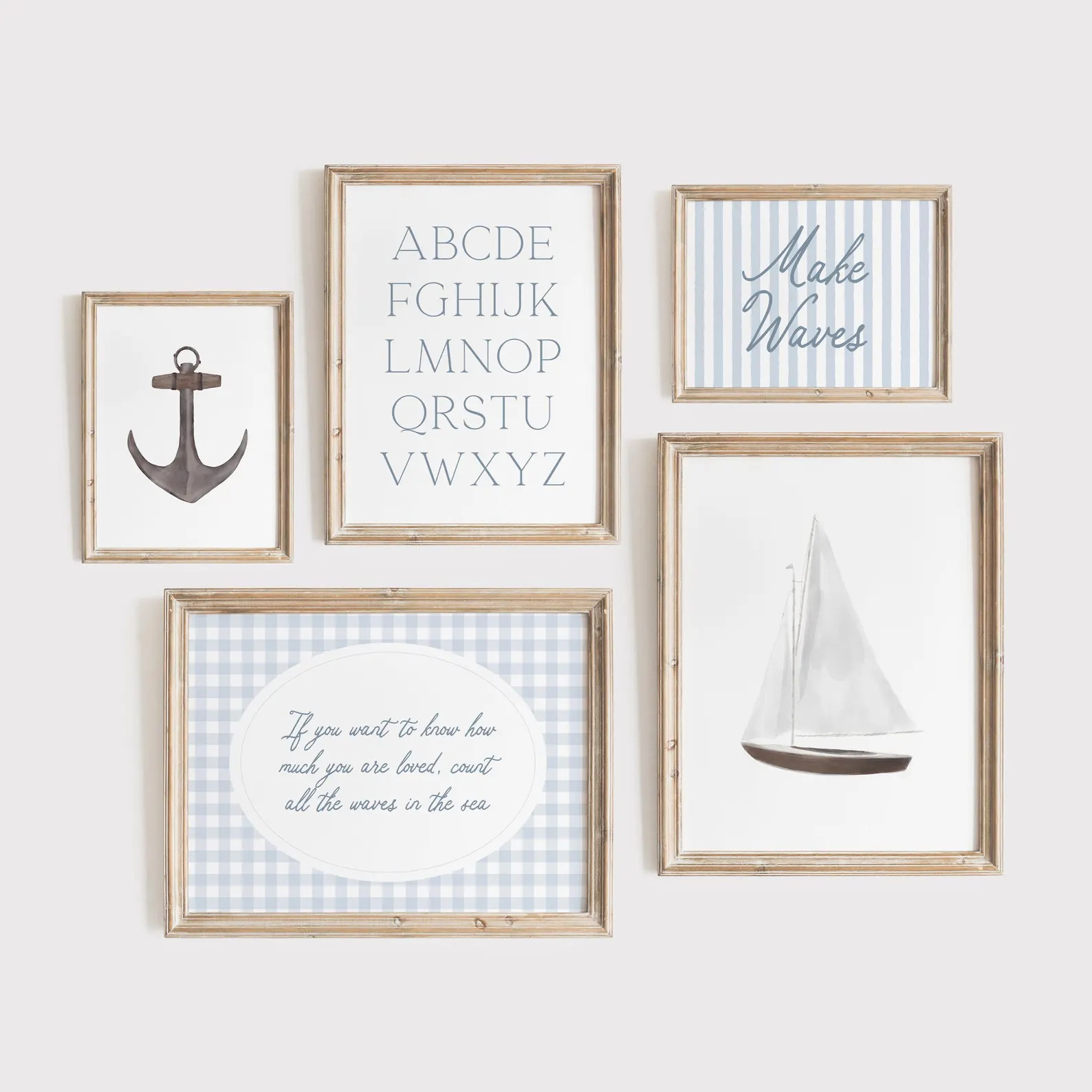 Vintage Nautical Nursery Wall Art, Printable Coastal Nursery Decor, Sailboat Anchor Make Waves Se... | Etsy (US)