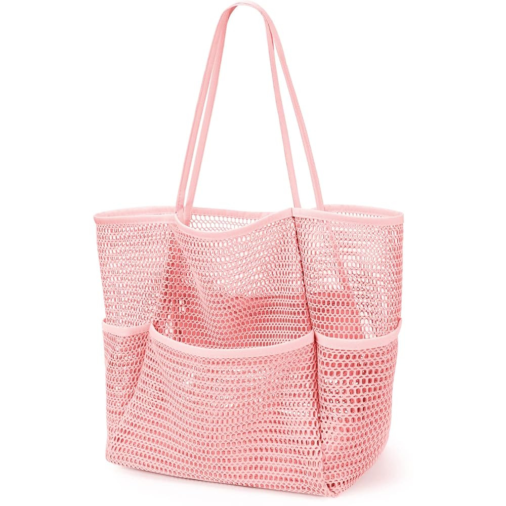 KPX Beach Bag with Mini Pocket, Beach Tote Bags for Women Large Foldable Mesh Swimming Pool Trave... | Amazon (US)