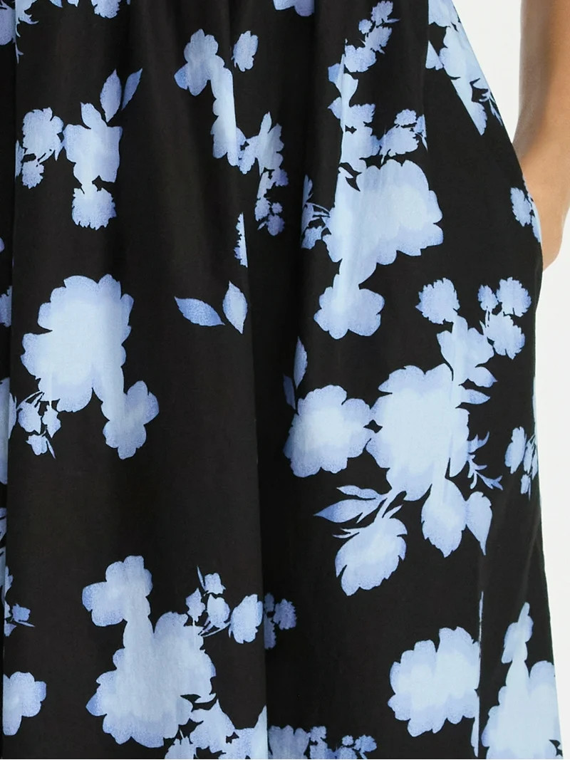 Time and Tru Women's Midi Dress with Puff Sleeves, XS-XXXL | Walmart (US)