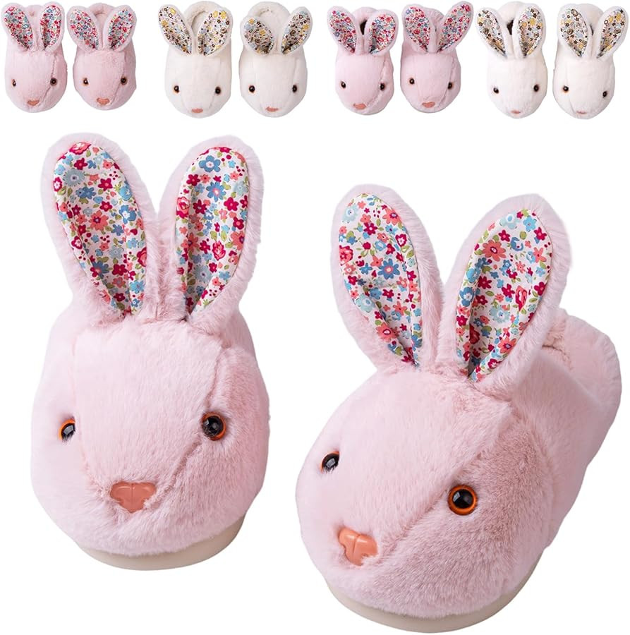 Womens Bunny Warm Slippers Soft House Memory Foam Lightweight Slippers Fleece Lining Rabbit Shoes | Amazon (US)