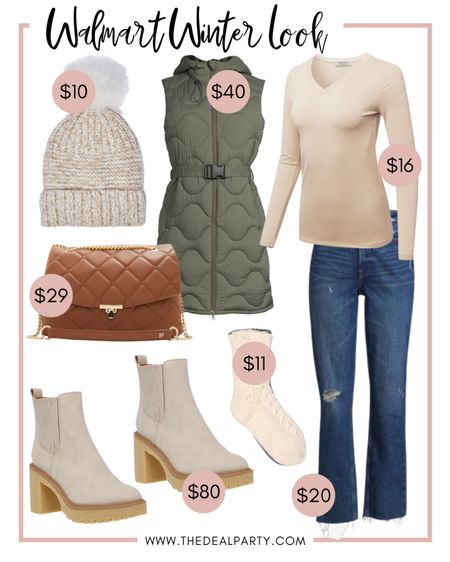 Walmart Winter Look | Boots | Booties | Neutral Outfit | Green Vest | Puffer Vest | Quilted Bag | Straight Leg Jeans 

#LTKunder50 #LTKunder100 #LTKSeasonal