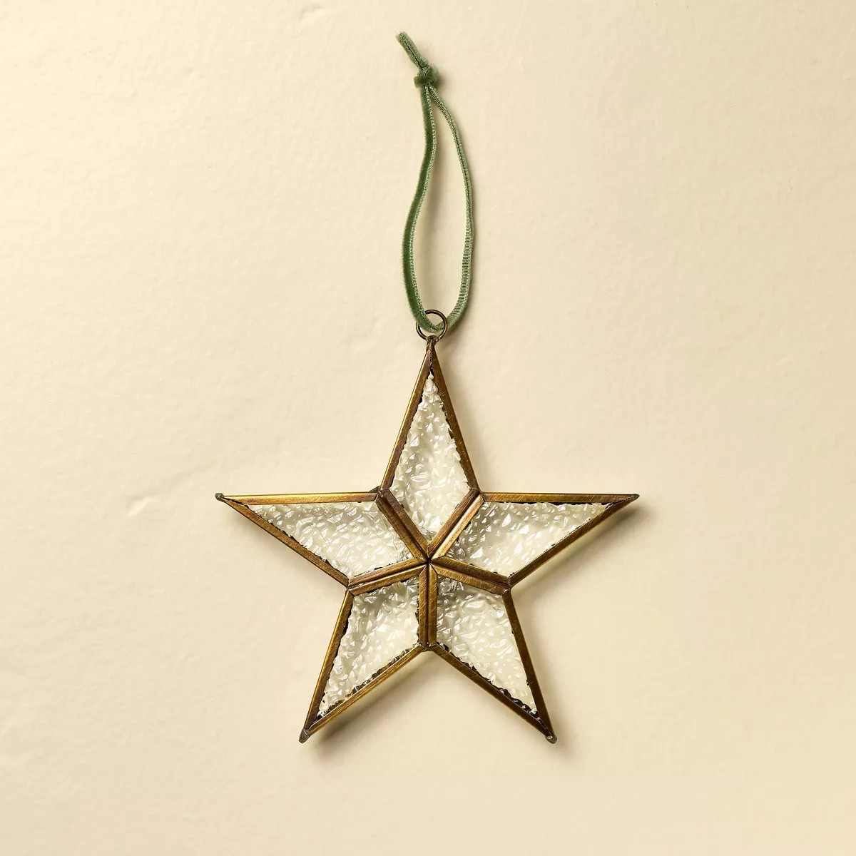 Bubbled Glass Five-Star Christmas Tree Ornament Clear/Brass - Hearth & Hand™ with Magnolia | Target