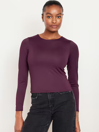 Long-Sleeve Double-Layer Sculpting T-Shirt for Women | Old Navy (US)