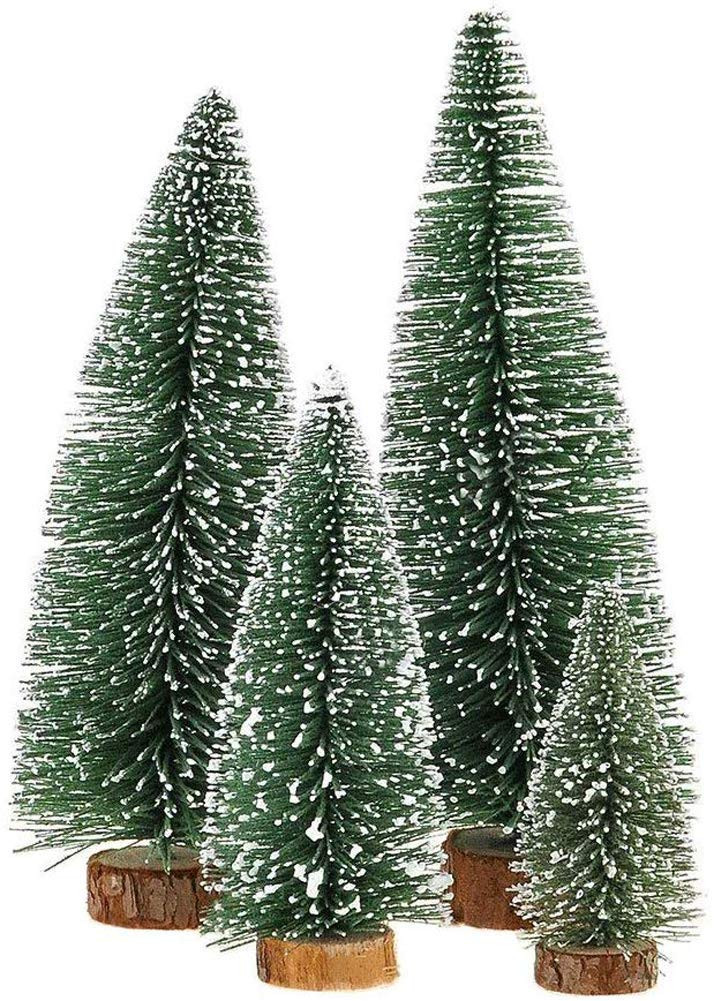 Miniature Christmas Tree, Mini Ornaments Tabletop Trees, miniture snowing pin trees with Wooden B... | Amazon (UK)