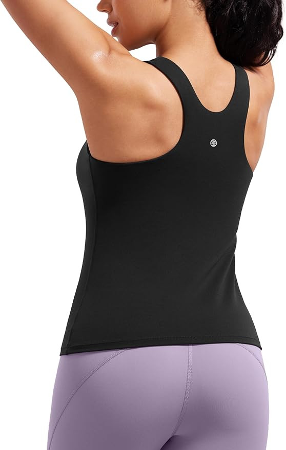 CRZ YOGA Butterluxe Womens Racerback Workout Tank Top with Built in Shelf Bra - Padded High Neck ... | Amazon (US)