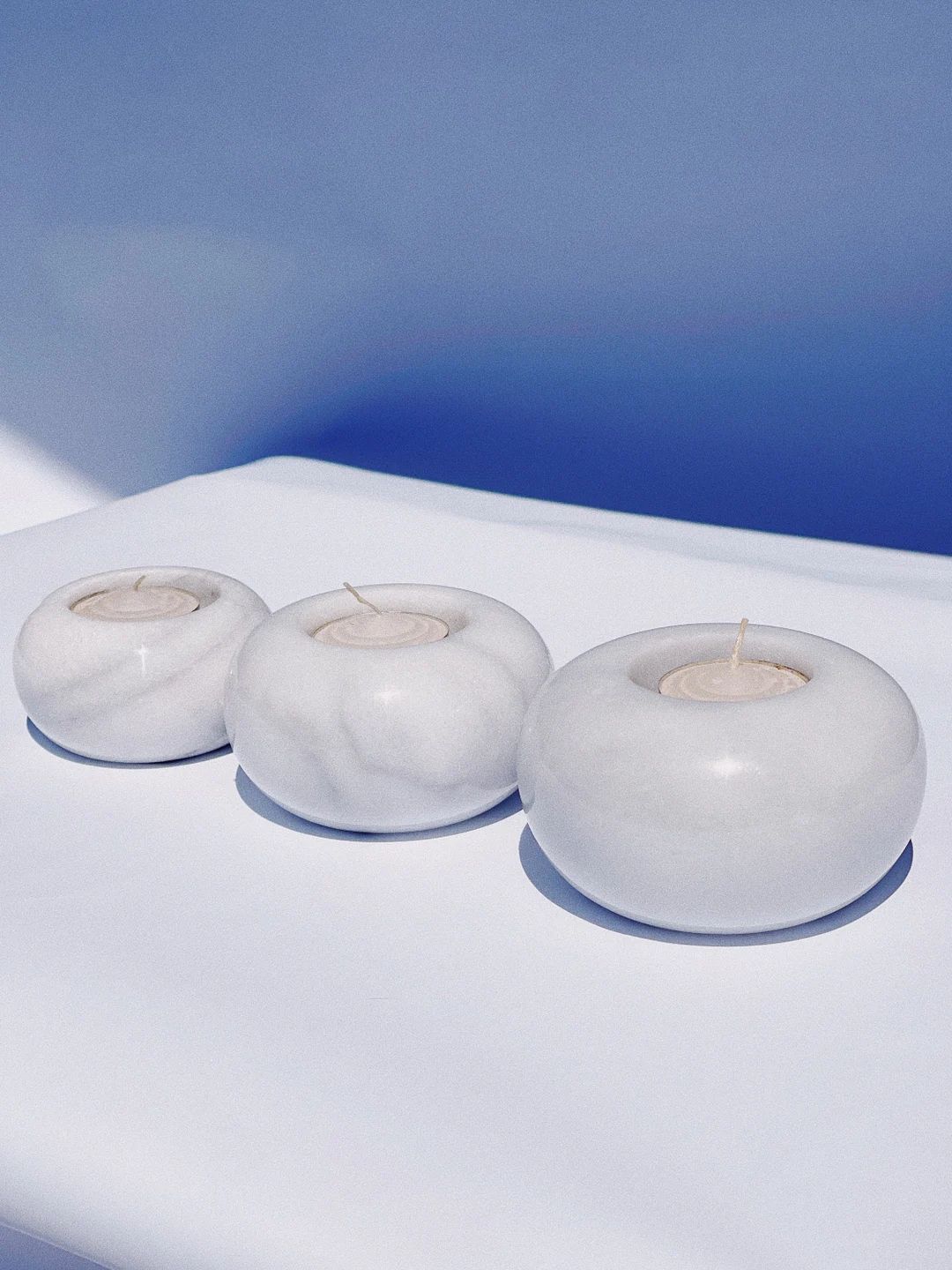 Set of 3 Marble Round Tea Light Candle Holders | Etsy (US)