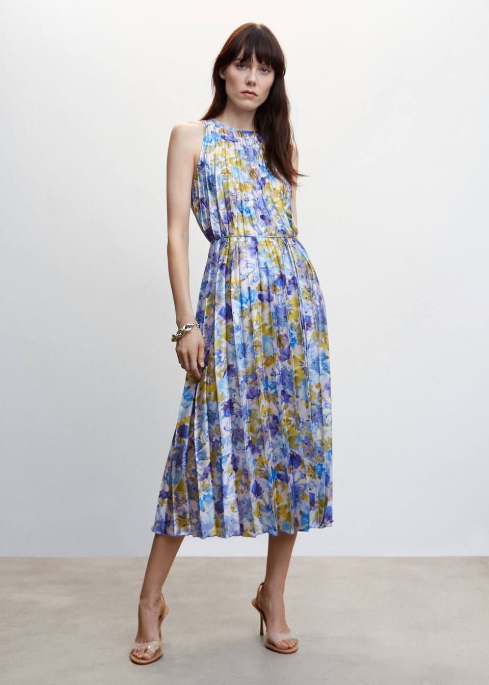 Printed pleated dress -  Women | Mango United Kingdom | MANGO (UK)