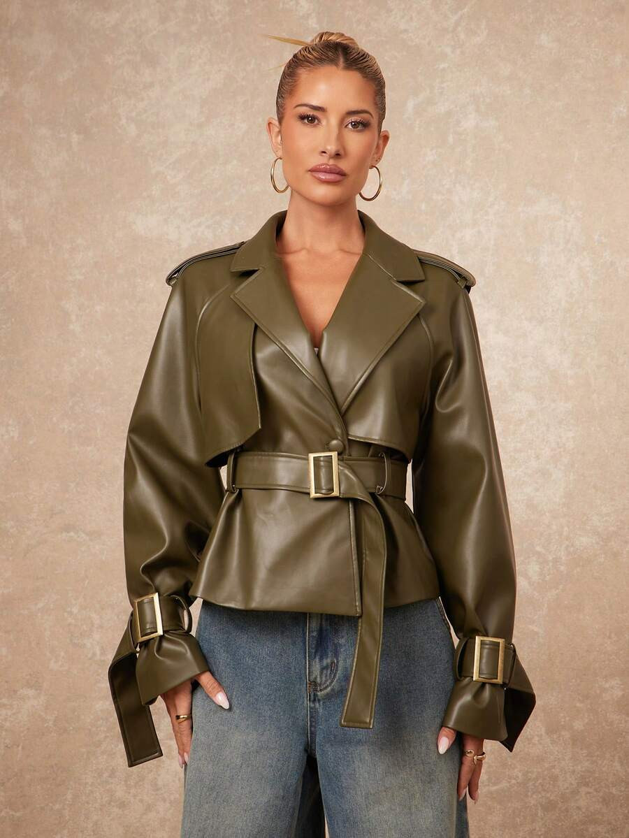 Lumalex VITNOS New Fall/Winter Women's Casual Everyday Commuter Solid Color Green Raglan Sleeve L... | SHEIN